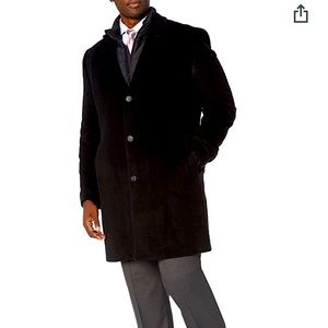 Calvin Klein Men's Solid Single Breasted Wool Blended Overcoat